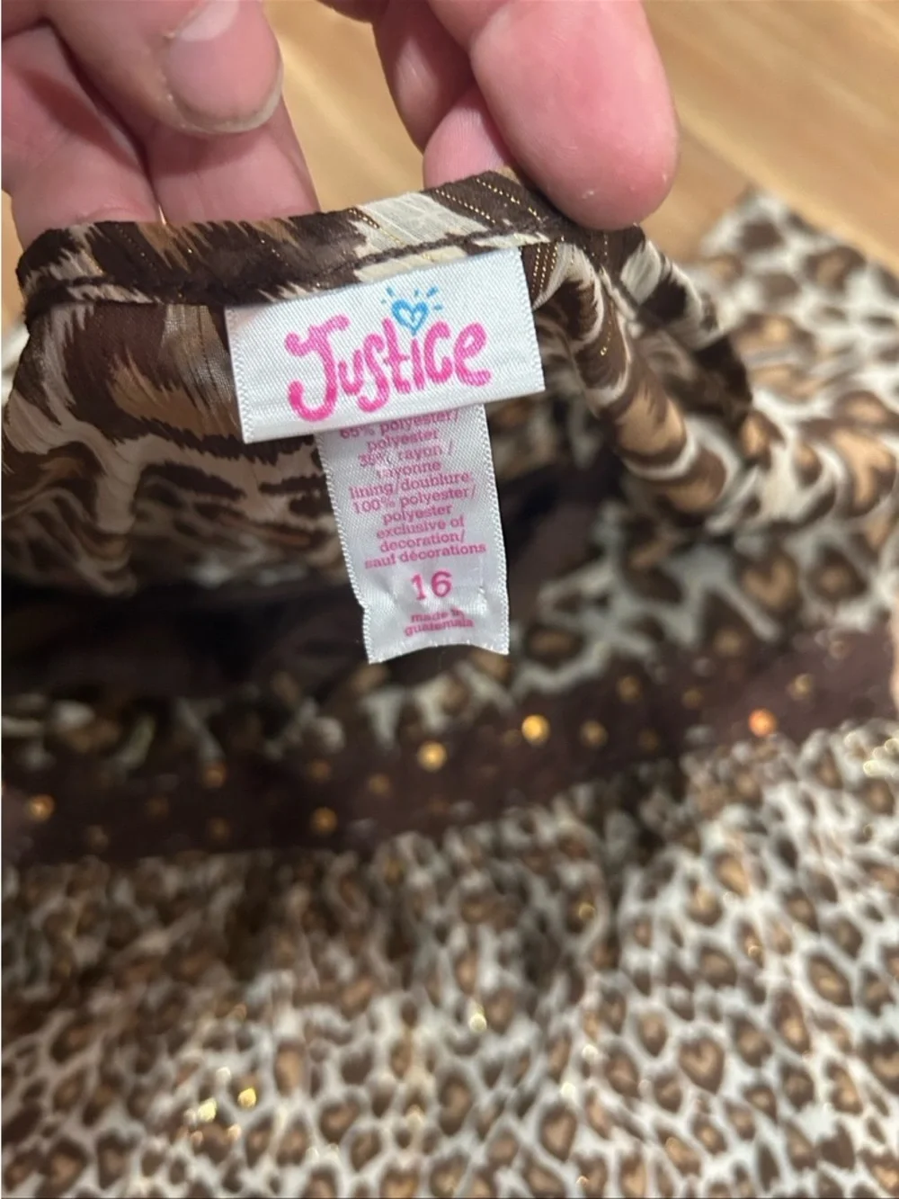 Justice Brown Leopard Tiered Maxi Dress Size 16